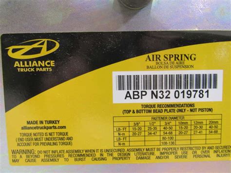 Description : Air Spring for Freightliner Trucks. . Abp n32 019781 cross reference